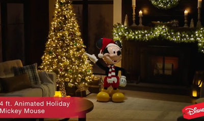 Disney 4 ft Animated Holiday Mickey Mouse Home Depot -Christmas