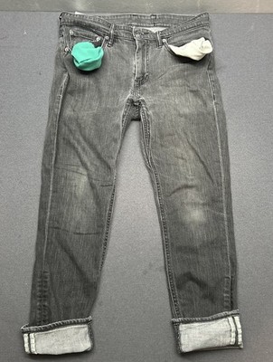 Levi's 511 Selvedge Jeans Black Teal Pocket Stitch 33x30 Fade | eBay