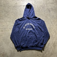 Vintage 90s Made In USA St. Peter Martyr Pullover Hoodie Men’s Size M Navy Blue