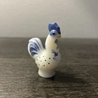 Vintage Fenton Hand Painted Signed White And Blue Porcelain Rooster - 5265 DD