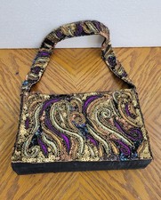 Handmade Beaded  Sequined Evening Clutch Bag W/ Shoulder Strap. India. Open Box