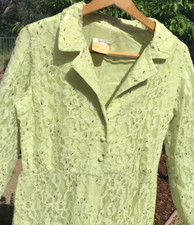 VTG 1960s evening gown Mother of the bride dress green lace beads pearls sequins