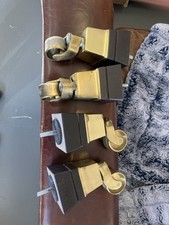 Set of 4 Vintage Brass Effect Furniture Castors on Wooden Block Feet Heavy Duty