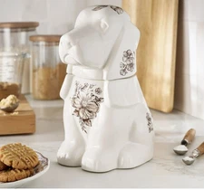 The Pioneer Woman Agatha Charlie Cookie Jar Stoneware 11 Inces Tall Brown/White.