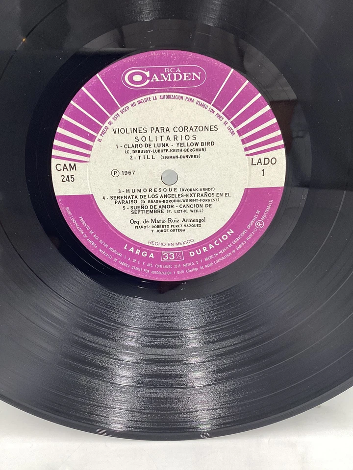 ORQ. MARIO RUIZ ARMENGOL violines para corazones solitarios (RCA LP MEXICO) EX+ - Image 4 of 4