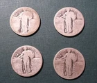 Lot of 4 - Standing Liberty Quarters - 90% Silver - Cull