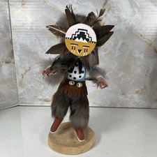 Native American Kachina Doll Sunface Signed 9” Tall 