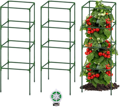 3 Pack Tomato Cages for Garden, 41.5 X 14 X 14 Inches Square Tomato Plant Suppor
