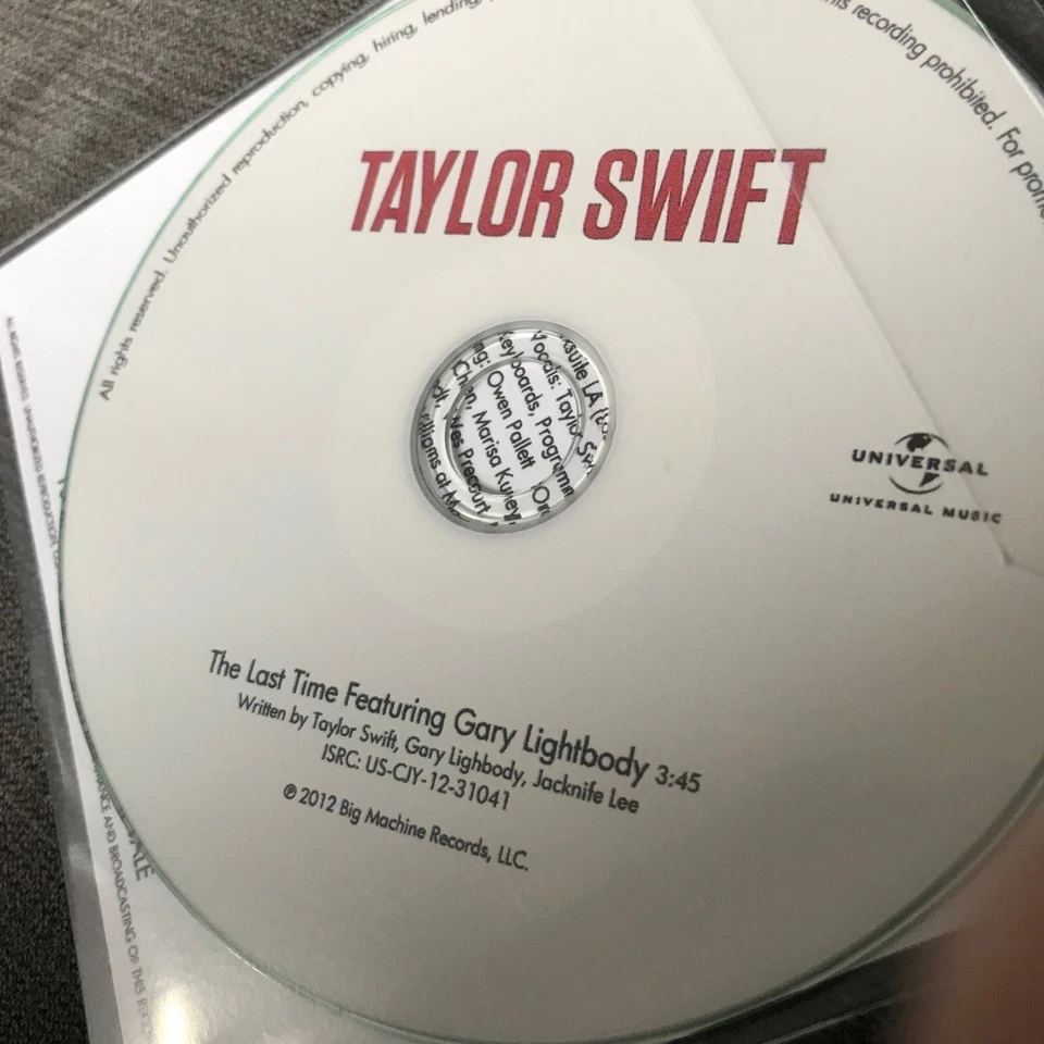 TAYLOR SWIFT 'THE LAST TIME' RARE ONE TRACK DUTCH BIG MACHINE RECORDS PROMO CD - Image 2 of 2