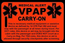 Personalized Hi-Viz Orange Carry-On VPAP Bag Tag - TSA - Sleep Apnea