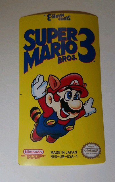 Super Mario Bros 3 NES cartridge replacement label sticker Nintendo ...