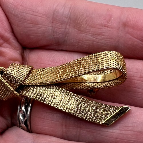 Stunning Vtg 1963 Grosse Germany Dior Textured Star Ribbon Bow Brooch Gold Plate - Picture 4 of 11