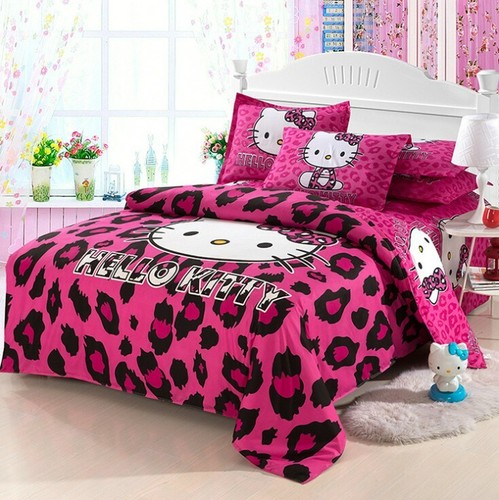 3D Leopard Hello Kitty Kids Bedding Set 