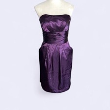 NWT DAVIDS BRIDAL SIZE 4 Plum Purple strapless with boning satin dress & Pockets