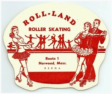 1930s-50s Roll - Land Roller Skating Norwood MA Label Vtg Decal Skate Sticker