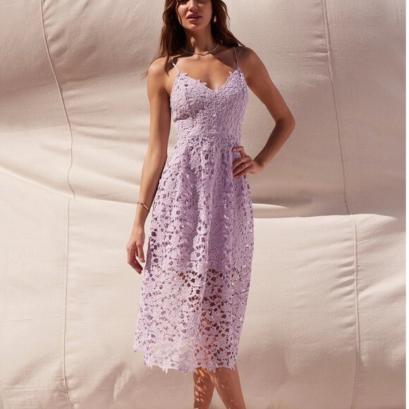 astr a line midi dress Lace A Line Midi Dress Lilac / M by Astr The Label