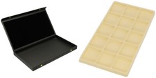 Black Display Case Box Necklace Bracele w/ Begie 15 Compartment Display Tray