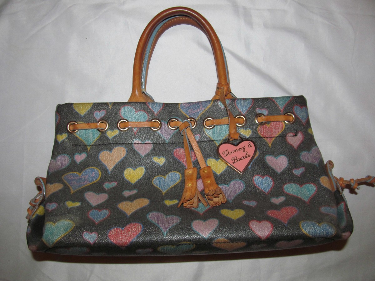 DOONEY AND BOURKE tassel scribble hearts coated canvas leather