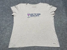 Life is Good Women's LOVE THE WINE YOUR WITH Crusher XL Beige Shirt