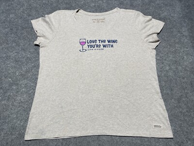 Life is Good Women's LOVE THE WINE YOUR WITH Crusher XL Beige Shirt