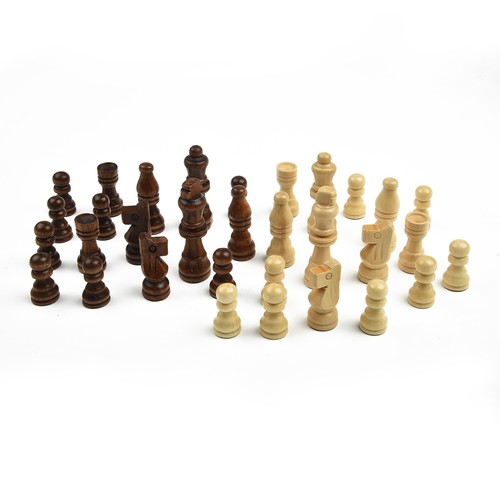 32 Piece Portable Wooden Carved Small Chess Pieces Hand Crafted Set King Tools - Picture 14 of 20