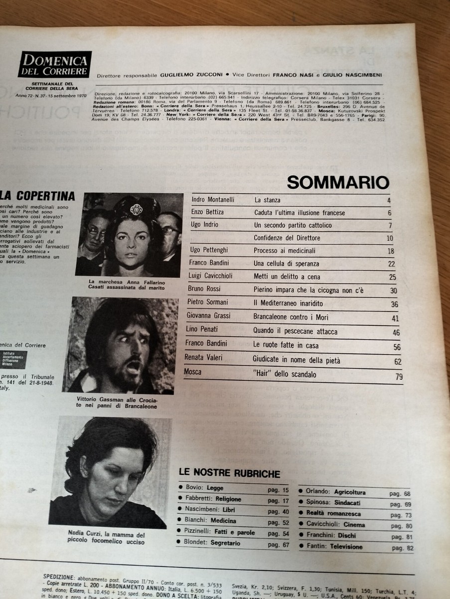 1970/37=DELITTO CASATI STAMPA=FERMODELLISMO=FOCOMELICO ROMA=BARBARA  LODEN=HAIR= | eBay