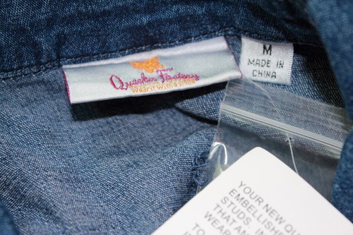 NWOT Woman Quacker Factory Denim Blue Butterfly Design Button Down Jacket M (416 - Picture 7 of 9