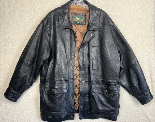 Field & Stream Jacket Mens Large Black Leather Motorcycle Vented Bomber Vintage - Picture 11 of 16