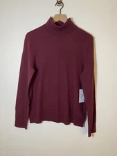 H by Halston NWT Extra Fine 100% Merino Wool Turtleneck Sweater Size XL Berry