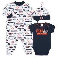 Chicago Bears Baby Onesie, Hat  Sleeper Set - Gerber NFL Newborn to 3-6m