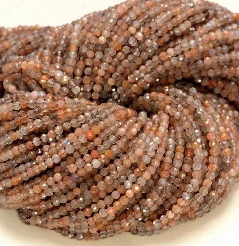2MM MULTI COLOR SUNSTONE GEMSTONE MICRO FACETED ROUND LOOSE BEADS 15.5" - Picture 4 of 4