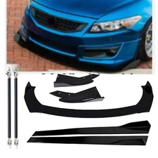 Front Bumper Lip Spoiler Splitter Side Skirt For Honda Accord Coupe Glossy Black