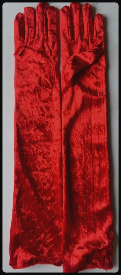 LONG VELVET LADIES GLOVES ELBOWS LENGTH 1920's  WOMEN'S FANCY DRESS ACCESSORIES - Image 4 of 4