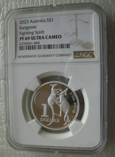 Australia Dollar 2023 Silver Proof Coin Fighting Spirit 1/2oz Kangaroo NGC PF69