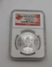 2014 $5 1oz Silver Maple Leaf Brilliant Uncirculated NGC Paradise Mint  (FGD09)