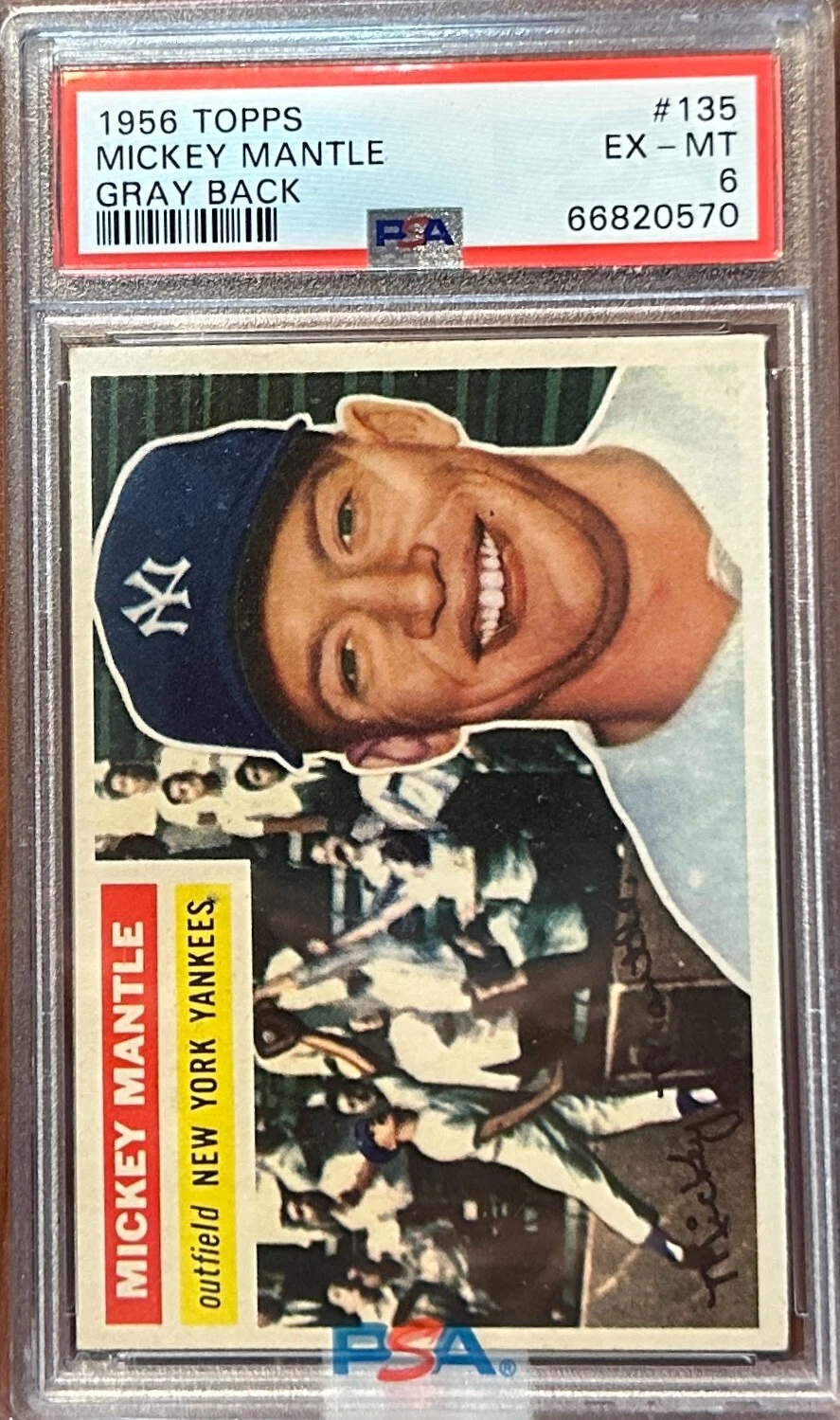 1956 Topps - Mickey Mantle #135 Gray Back PSA 6