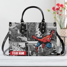 Spider Man Personalized Leather Handbag, Comic Leather Handbag, Gift for Her