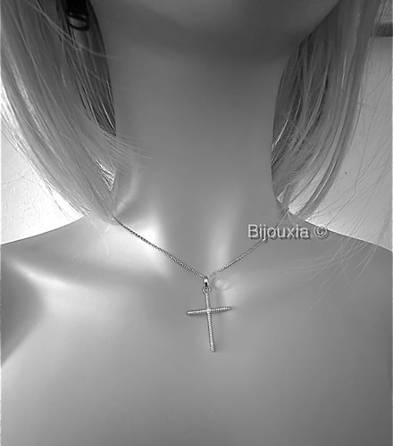 Pendentif Lettre F Argent massif 925/000 rhodié Homme Femme