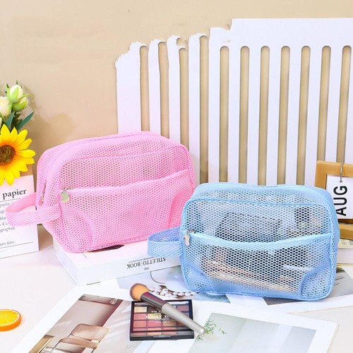 Square Mesh Makeup Bag Lightweight Travel Wash Bag Camping - Picture 7 of 20