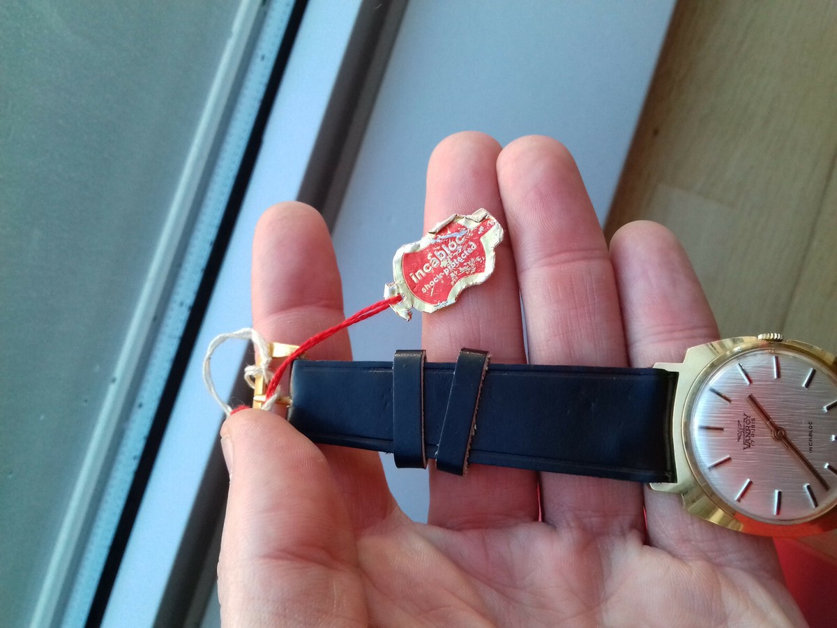 Montre Vintage Suisse Vanroy - Remontage Manuel, Cadran Doré Rayé - Années 60, Pièce Collector NOS
