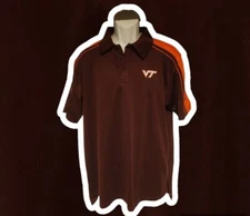 Virginia Tech Polo Shirt S/S Maroon VT Hokies Adult Size Large Vguc