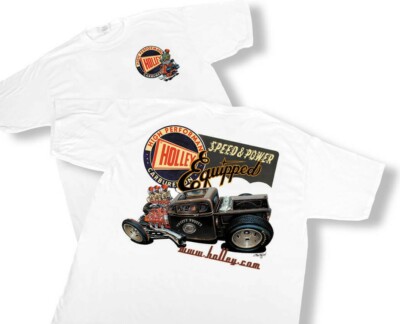 Holley Retro (00) Men's T-Shirts, White 100% Cotton.  NHRA Drag Racing Street