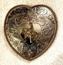 Nice Montana Silversmiths HEART COWGIRL BARREL RACER German Silver Belt Buckle