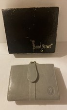 Bond Street Leather Kiss Lock Coin Purse Wallet  Card Holder NIB Gray Vintage