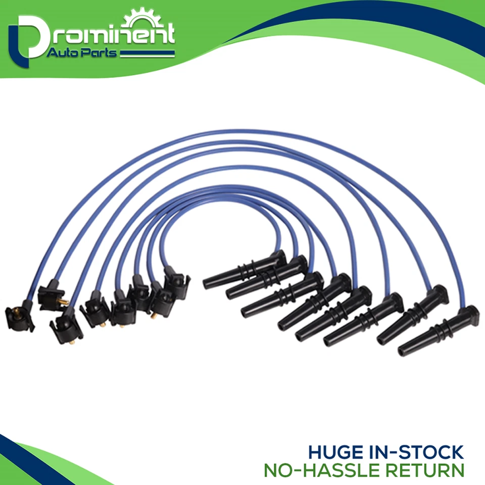 Juego de cables de 8 mm y 8 bujías de platino para Ford Expedition 1997-1999 4,6 L V8 WR5934 Foto 2 de 4