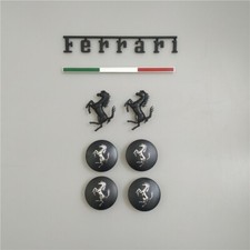 For Ferrari Roma Italy badge&Rear Horse Badge Script& Wheel Caps Matte Black Kit