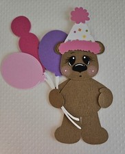 Birthday Balloon Girl Bear. Scrapbook, Card Making Paper Piecing