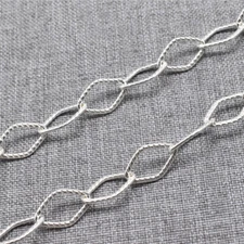925 Sterling Silver Unfinished Diamond Type Chain for Bracelet Necklace 7.5x12mm