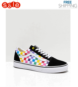 vans asher rainbow checkerboard