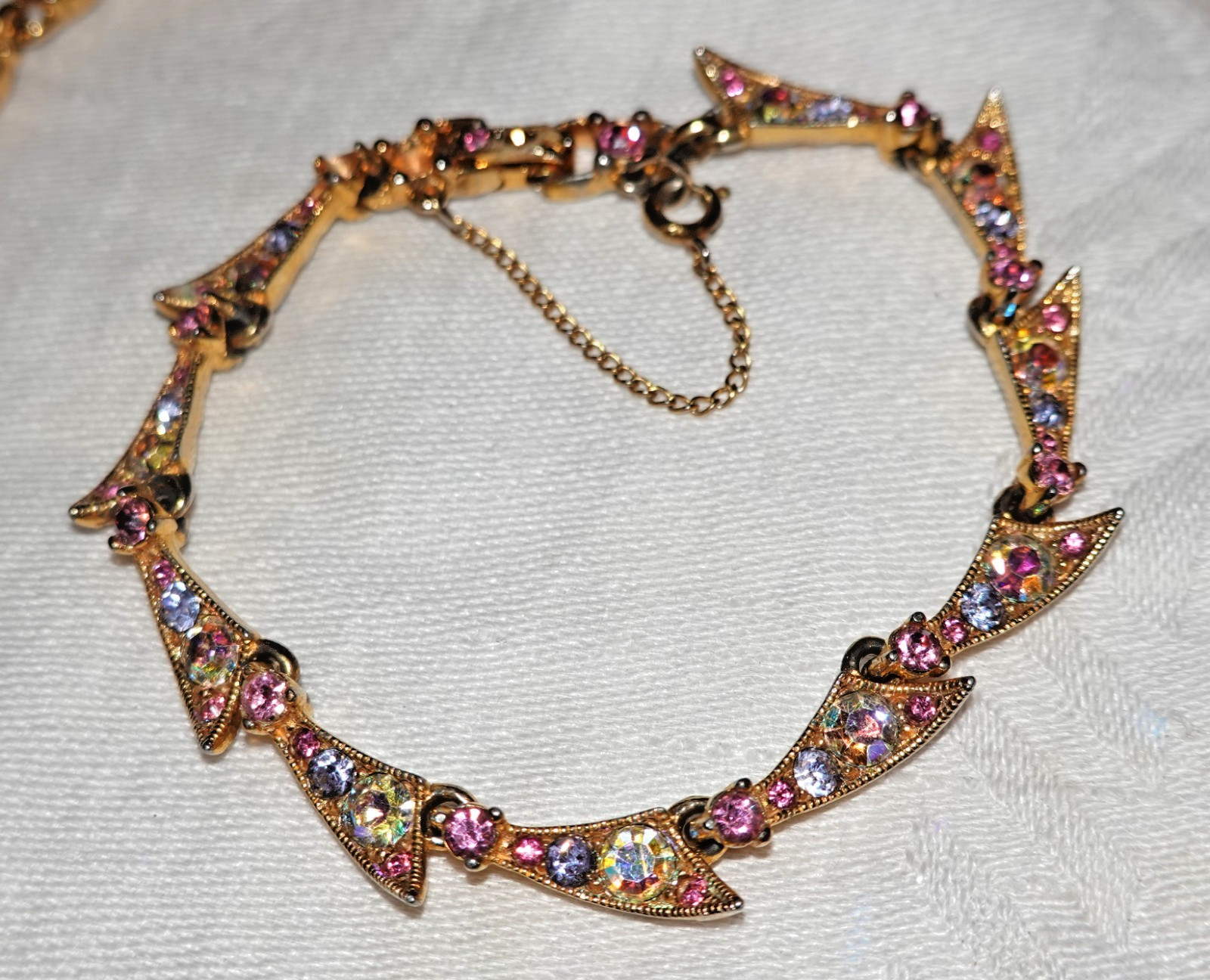 Beautiful! Vintage Pink Purple Signed BOGOFF Rhin… - image 3